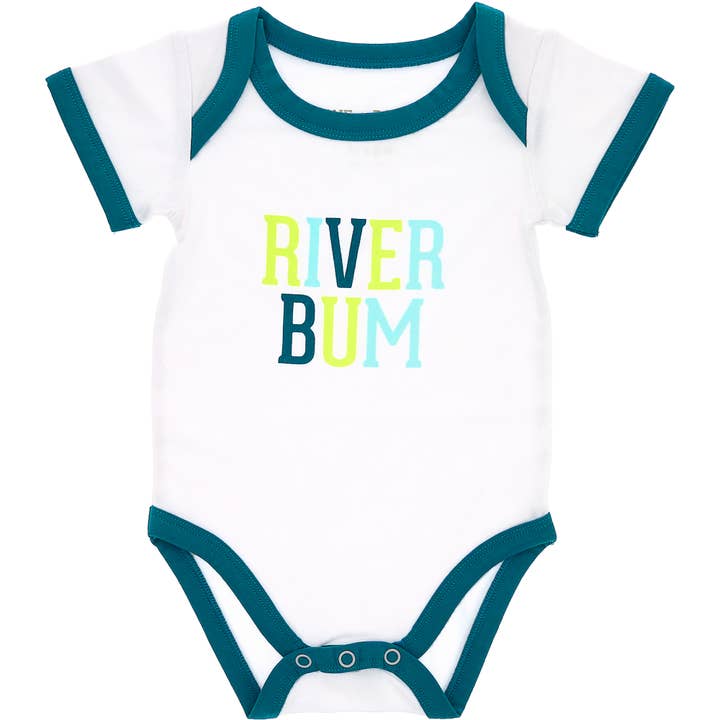 Pavilion - Wholesale Bodysuit (Non-Footed) - Baby - River Bum - 12-24 Month Dark Teal Trimmed Bodysuit