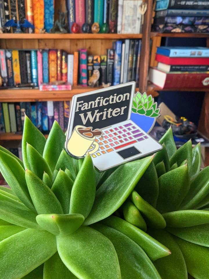 Fanfiction Writer enamel pin for wholesale by Geek and Artsy