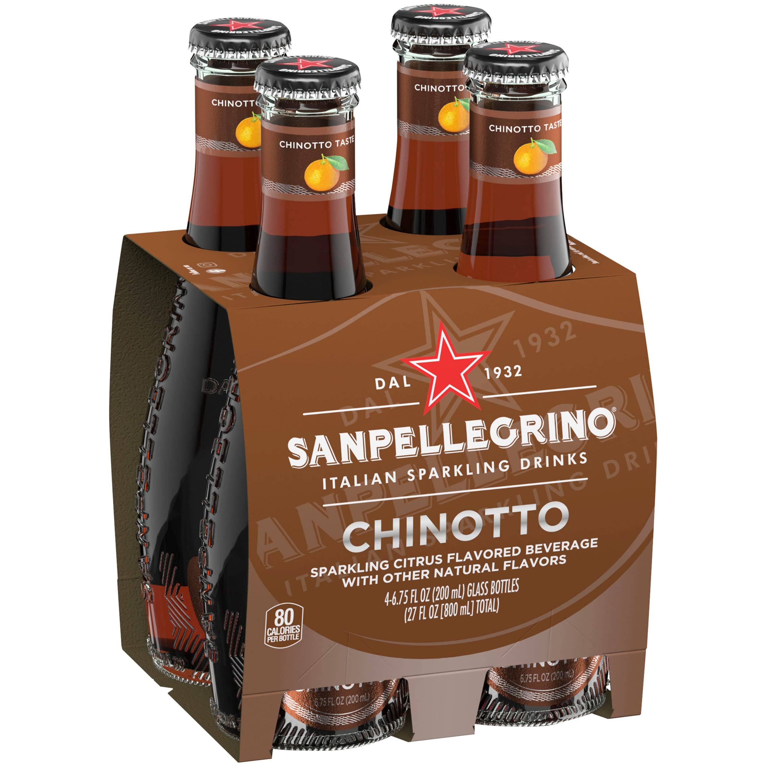 Made in eatalia – wholesale Soda/carbonated drink – Sanpellegrino Italian Sparkling Drink Chinotto, Sparkling Citrus Beverage, 4 Pack of 6.75 Fl Oz Bottles5