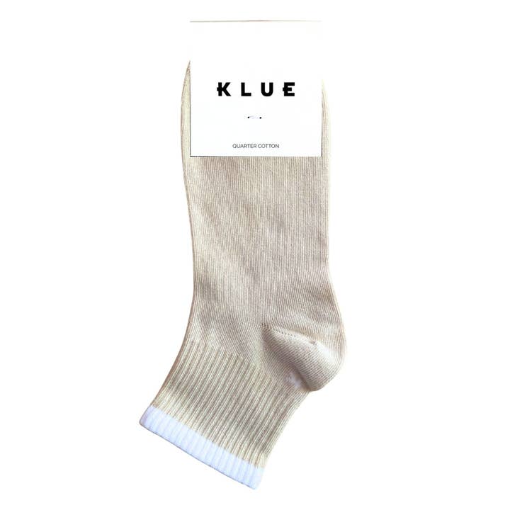 KLUE - Wholesale Socks – Unisex - KLUE Organic cotton Quarter Tennis stripes socks | Natural sand