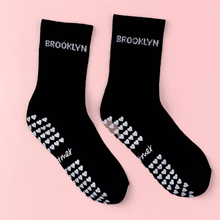 Brooklyn Is For Lovers Black Grip Socks for wholesale by Selformer