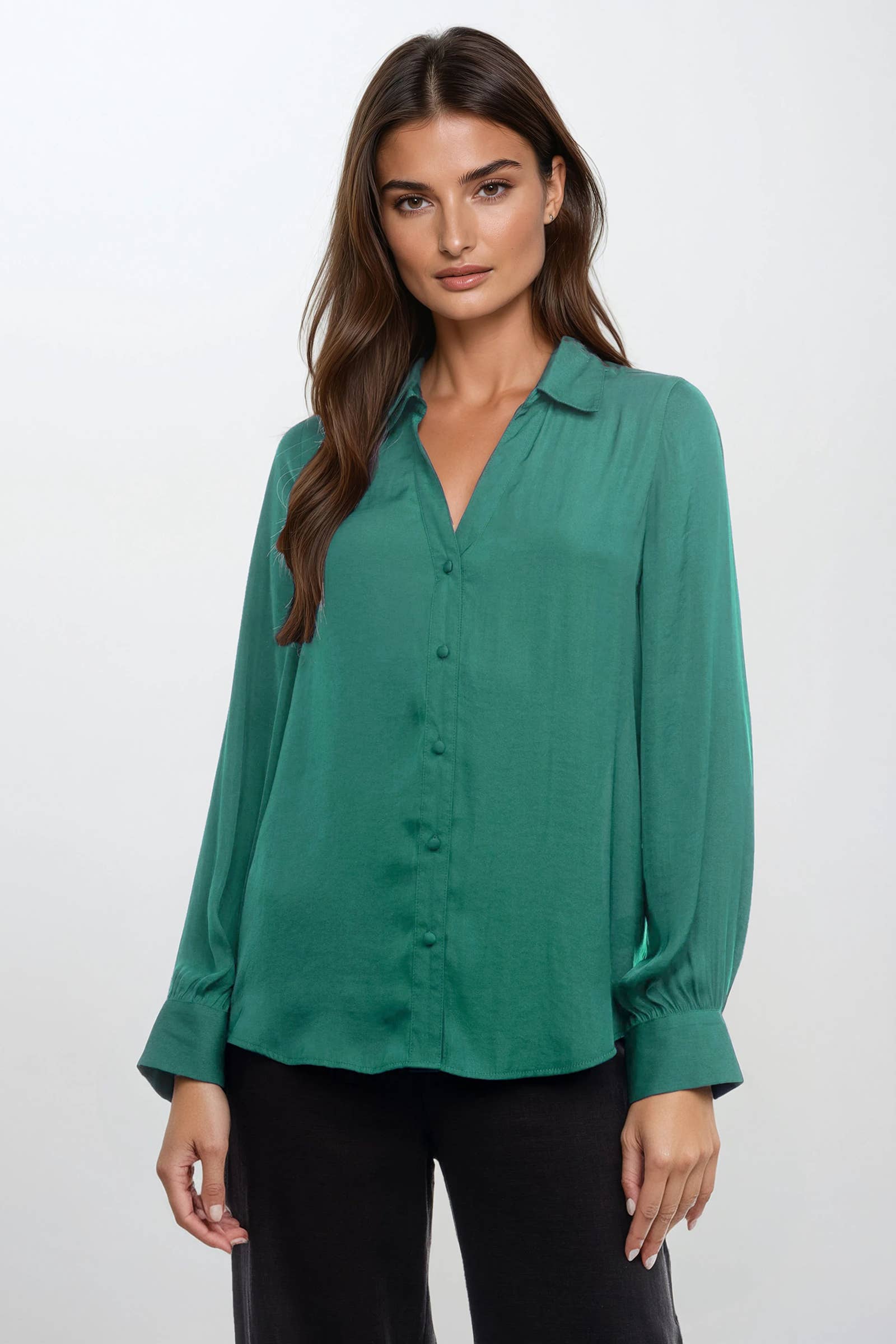 Naked Zebra - Vendita all'ingrosso Camicetta - Donna - Blusa Classica con Scollo a V e Bottoni - T0