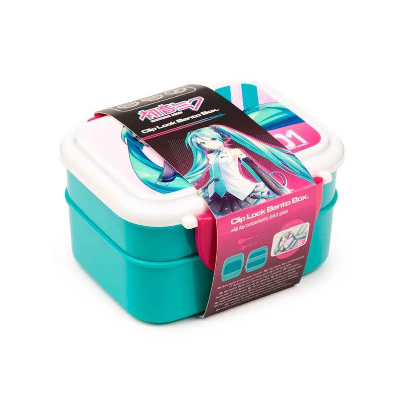 Puckator Ltd – wholesale Lunch bag/box – Hatsune Miku Clip Lock Stacked Bento Lunch Box with Cutlery2