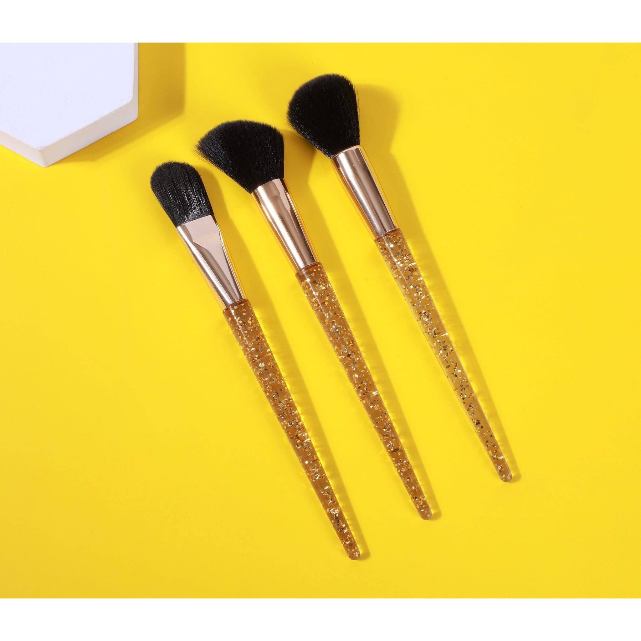 VIAI Beauty - Wholesale Makeup Brush Set - PROLUX Gold Flakes 3-Piece Brush Set0