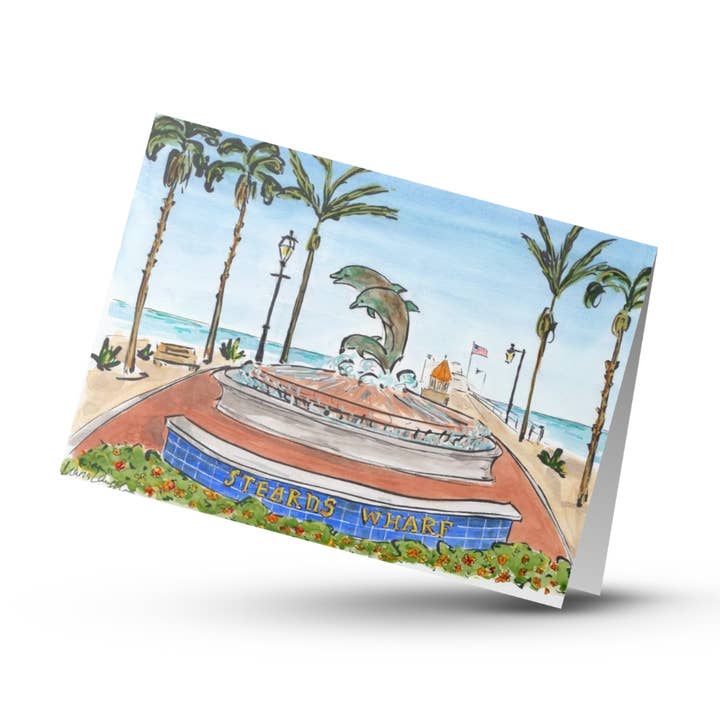 Stearns Wharf Santa Barbara Klappgrußkarte mit Umschlag für den Großhandel von Maria Langgle