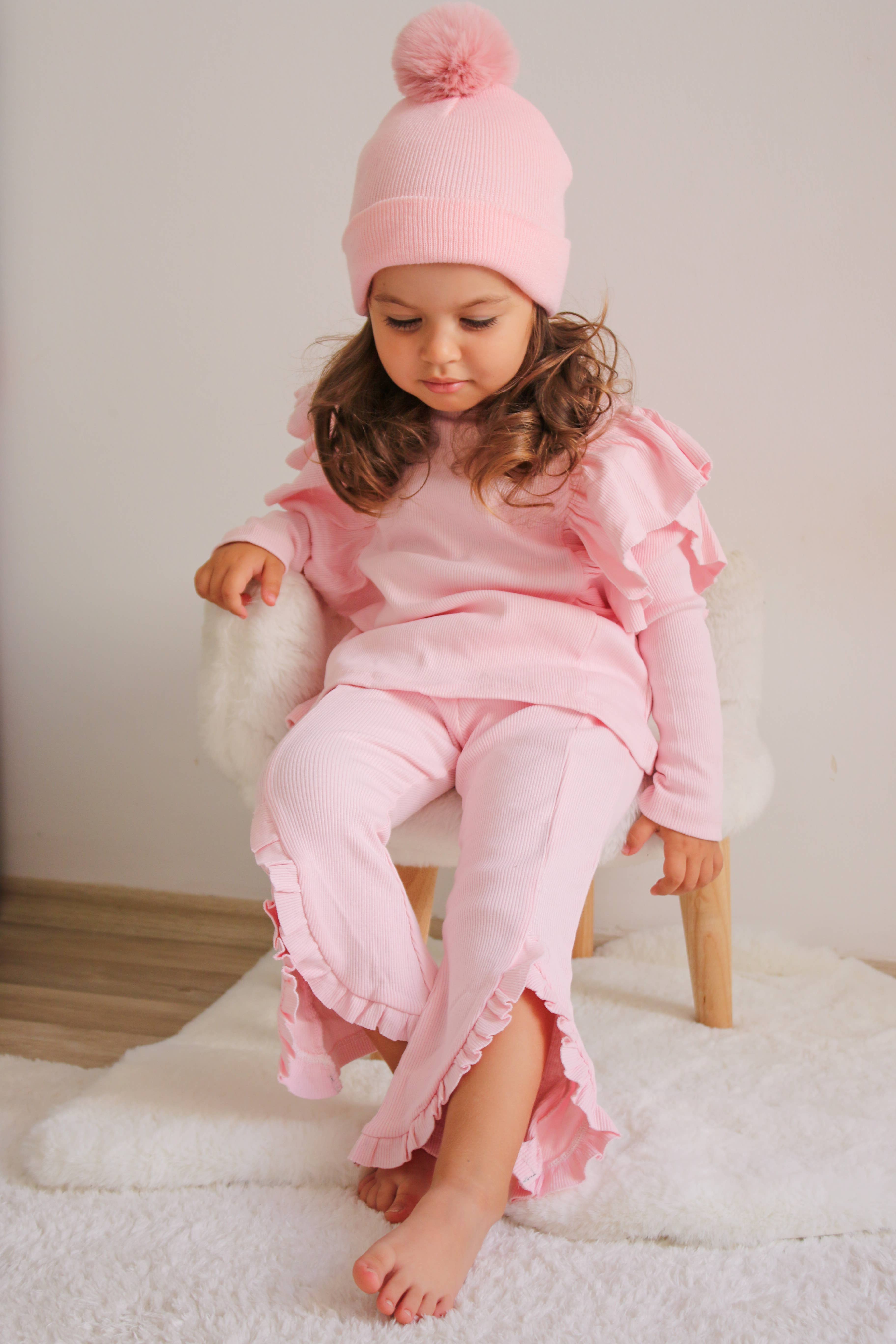 Himmelberg Baby - Vente Bonnet – enfant - Bonnet à pompon simple rose en sucre6