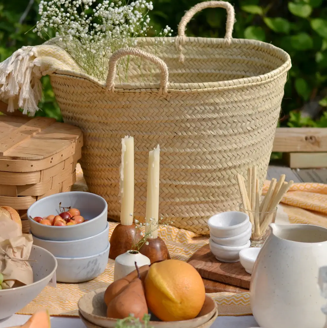 DarKech - Wholesale Beach Bag - Handwoven French Market Basket – Natural Moroccan Straw Tote3