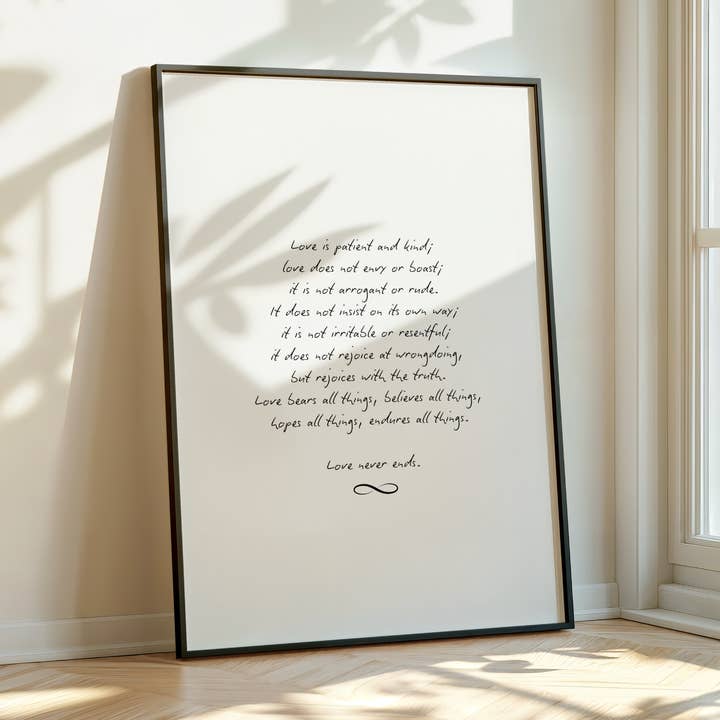 Love Never Ends Print for wholesale by My Hygge Shop