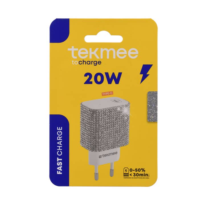 Silver Rhinestone Charger Tip - 20W, Fast Charging and other Purchase Wholesale accessoire portable. Free Returns & Net 60 Terms on Faire trending on Faire.