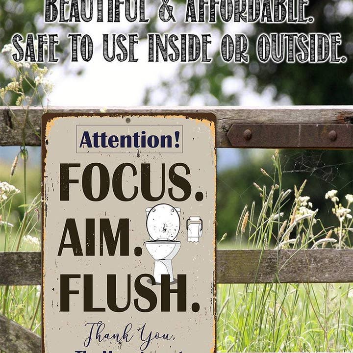 Lone Star Art Metal Signs - Wholesale Bathroom Sign - Focus Aim Flush - Metal Sign2