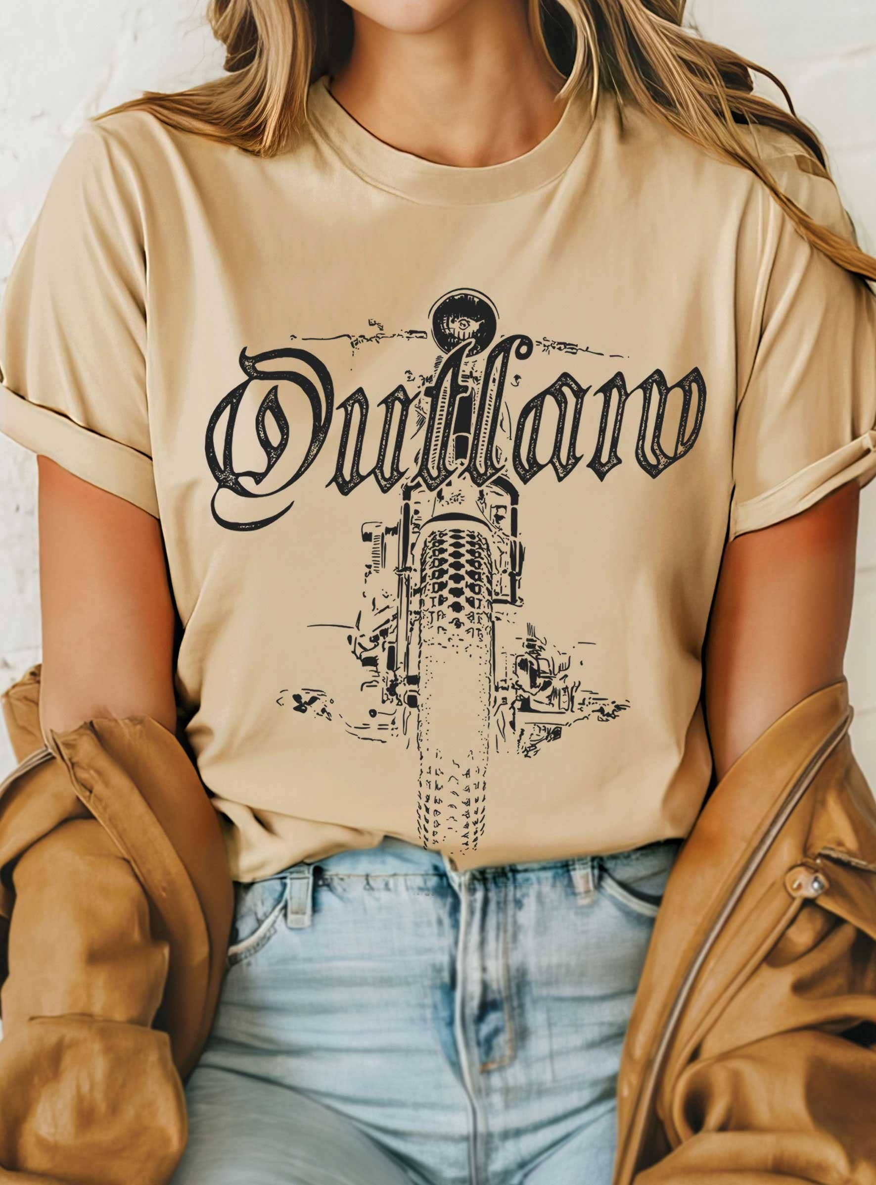 Rustee Clothing - Wholesale Screen Printed T-Shirt - Women's - OUTLAW MOTORCYCLE GRAPHIC TSHIRTS1