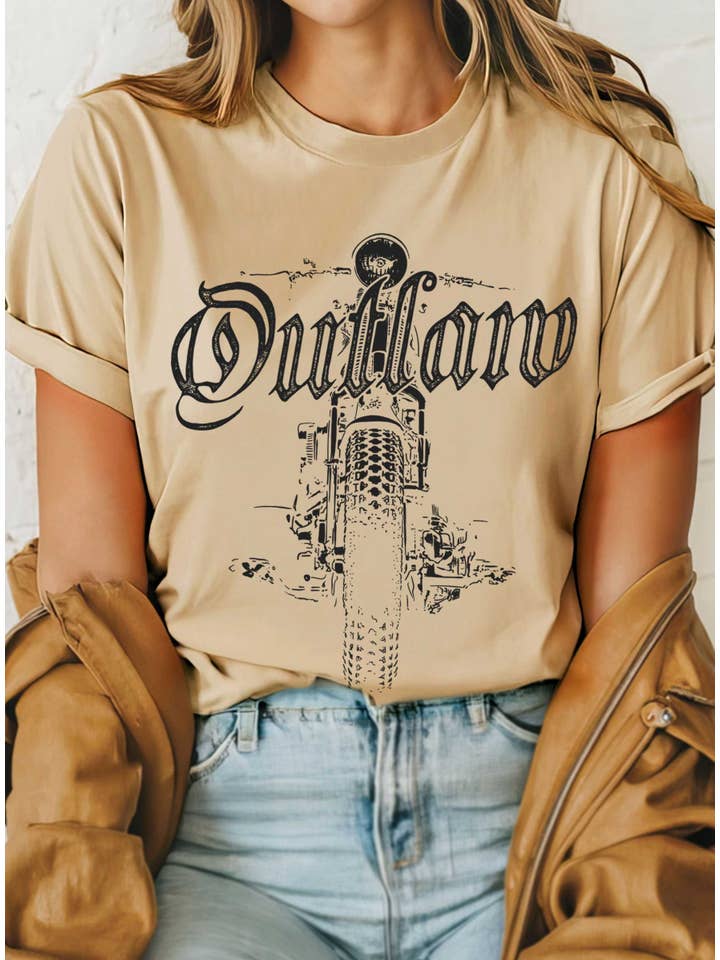 Rustee Clothing - Wholesale Screen Printed T-Shirt - Women's - OUTLAW MOTORCYCLE GRAPHIC TSHIRTS1