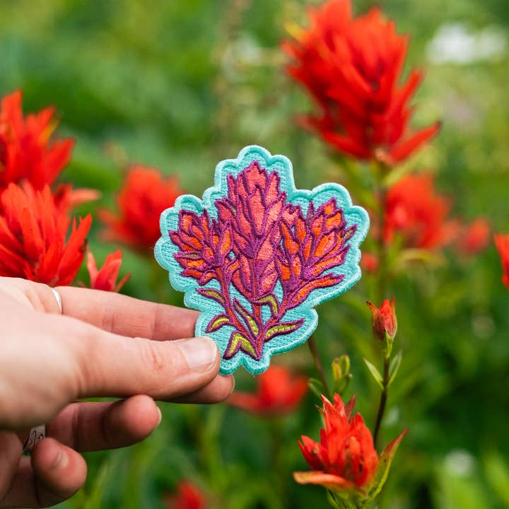 Indian Paintbrush Wildflower Iron-On Patch for wholesale by Katie Cooney | Artist