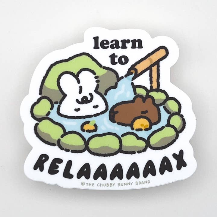 Learn to Relax Vinyl Sticker for wholesale by The Chubby Bunny Brand