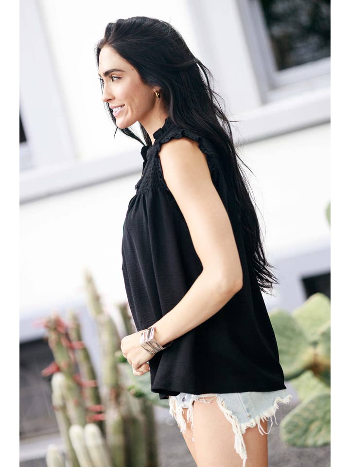 Cezele - Wholesale Blouse - Women's - Ruffle Button Cap Sleeve Tank Top19