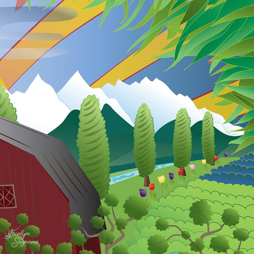 Bella Blue Designs - Wholesale Art Print - Poster Art Print - Tulip Farm Sunrise, 12x18"2