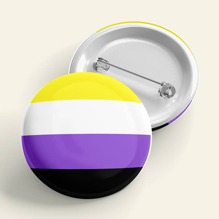 Bandiera non binaria | Pulsante Indietro con per la vendita all'ingrosso da parte di That’s So Andrew - Snarky Gifts & Cards