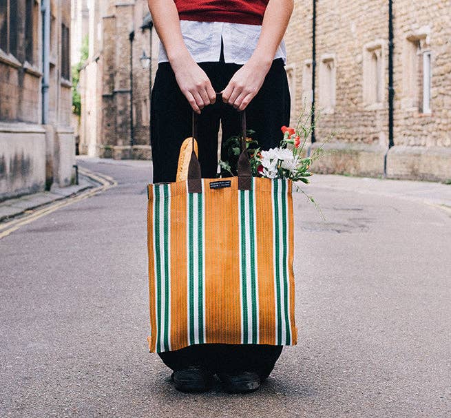British Colour Standard North America - Wholesale Grocery/Shopping Bag - BRITISH COLOUR STANDARD - 40 cm x 44 cm / 15.75'' x 17.3'' Woven Market Shopper in Spanish Orange & Grass Green2