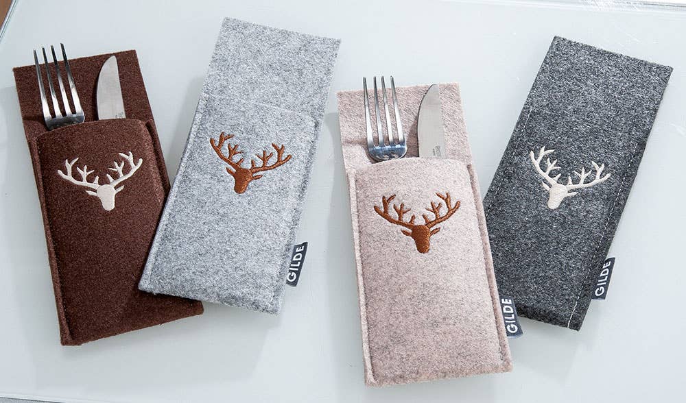 Gilde Handwerk Macrander GmbH & Co. KG - Wholesale Placemat - Felt cutlery bag deer VE 121