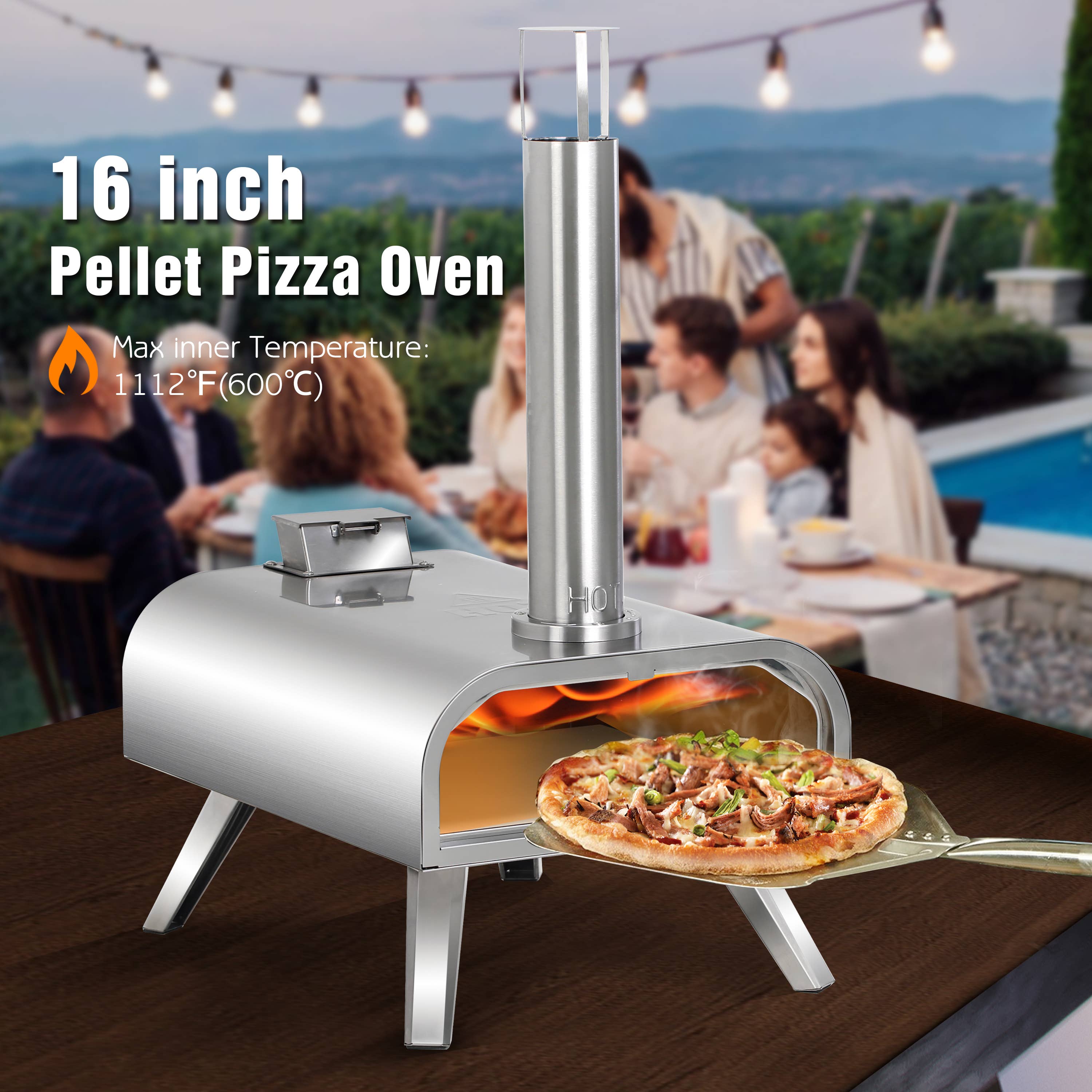 SHINERICH - Wholesale Outdoor Grill Tools - 16'' Pellet Pizza Oven Stainless Steel17