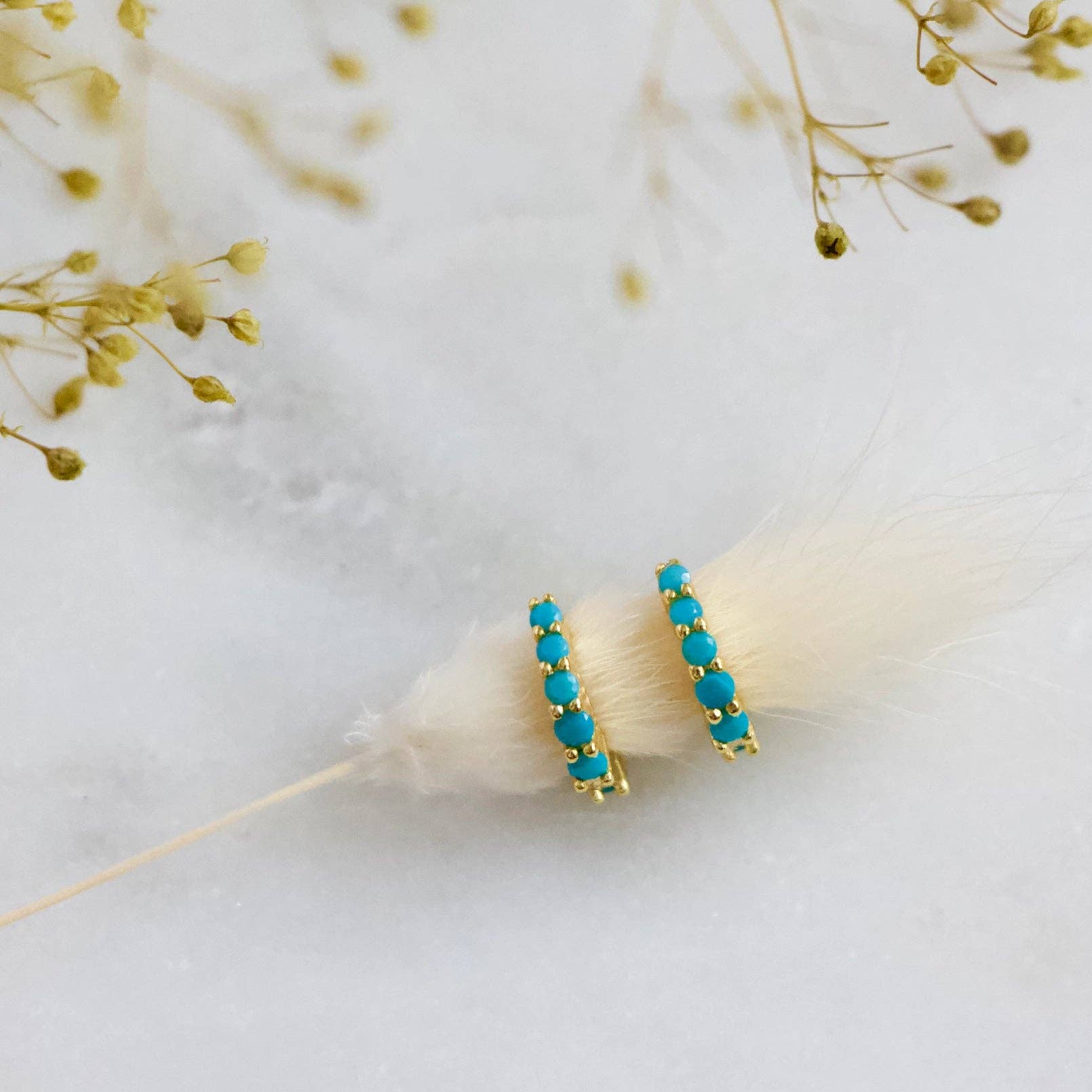 Mesa Blue - Wholesale Huggie Earrings - Turquoise Huggie Earrings - Hypoallergenic0