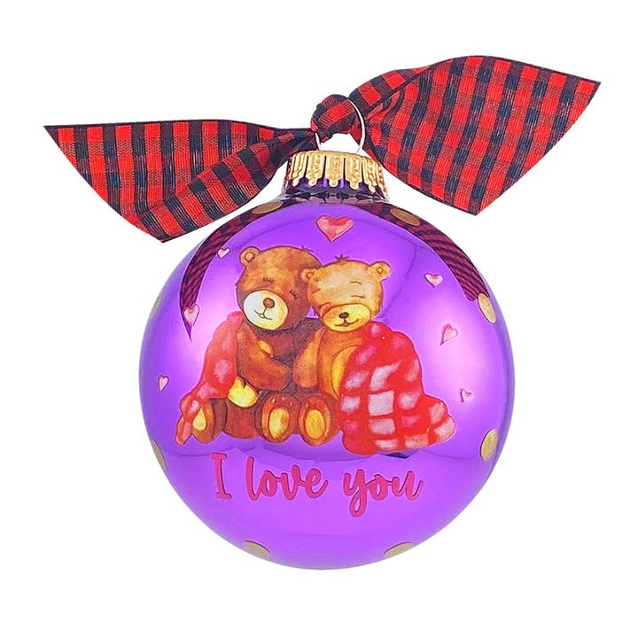 The Gerson Companies - Wholesale Ornament - Krebs Hugs - Frost 3 1/4" Ball Bear Couple under Blanket (1)