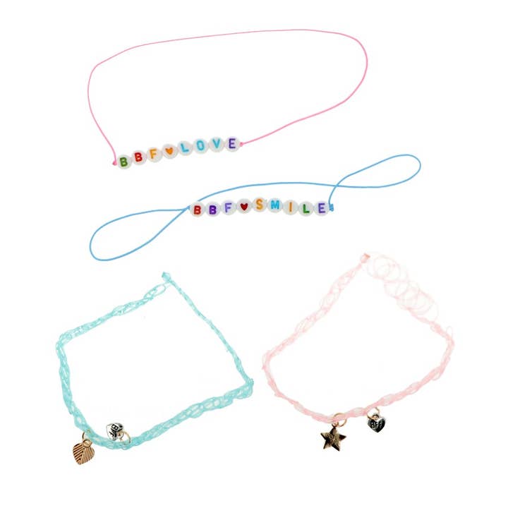 Set de 4 chockers elásticos infantiles - Rosa y Azul para venta al por mayor de IKILIFE S.L