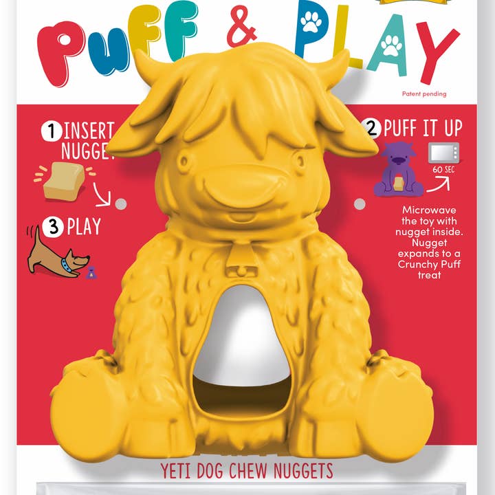 Pet Palette Distribution - Wholesale Pet Chew Toy - Dog - Yeti Dog Chew Puff & Play Hangry Yak Yellow