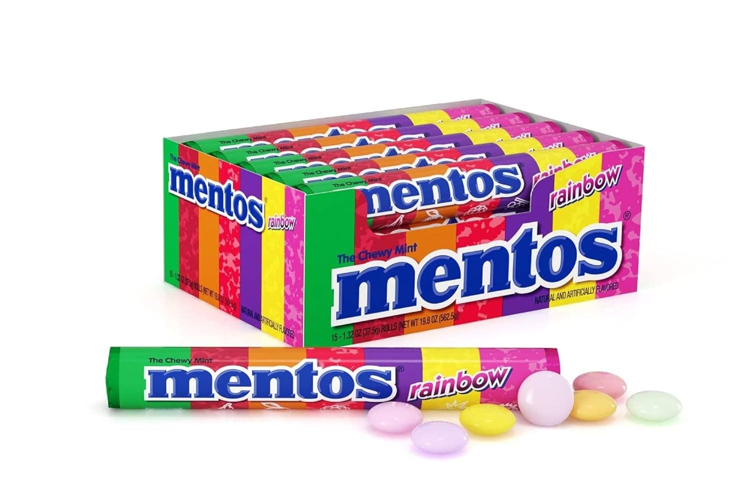 Snacky Candy - Wholesale Mints - Mentos Rolls Rainbow 1.32 oz 15 count0
