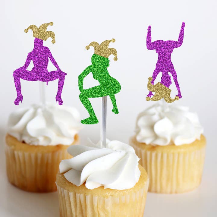 Ninalem's Party – wholesale Cake/cupcake topper – Mardi Gras Twerk Cupcake Toppers1