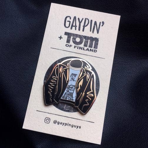 GAYPIN' - Wholesale Lapel Pin/Button - Tom of Finland Leather Jacket Pin2