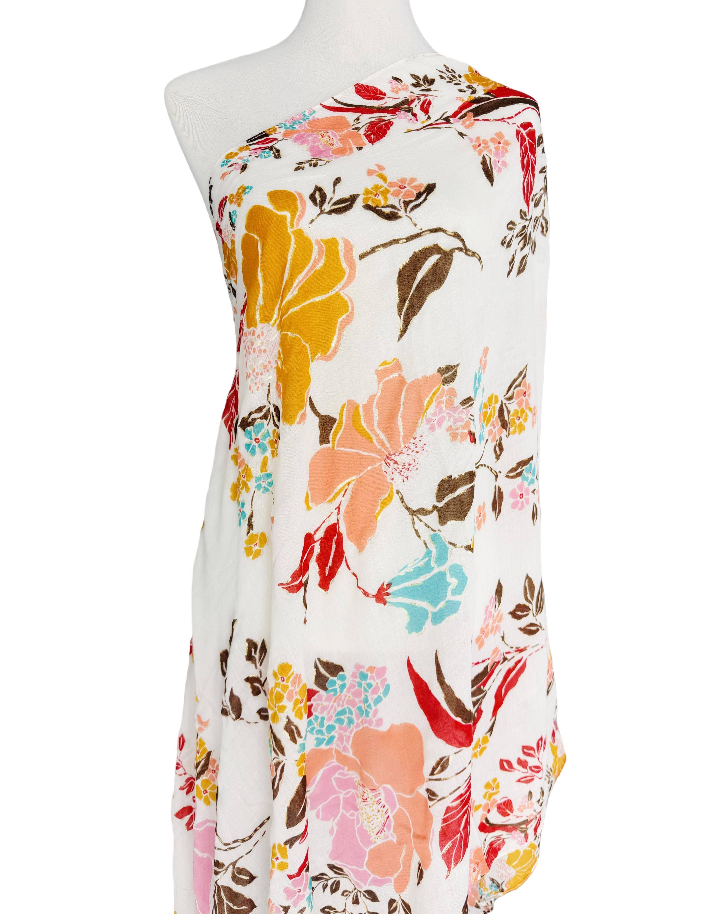 JC Sunny Fashion – wholesale Halsduk - Dam – JC023513 Rosa-Multi Royal Folie utsmyckad blommig halsduk1