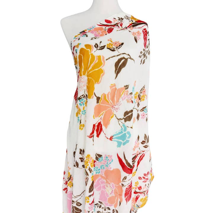 JC Sunny Fashion – wholesale Halsduk - Dam – JC023513 Rosa-Multi Royal Folie utsmyckad blommig halsduk1