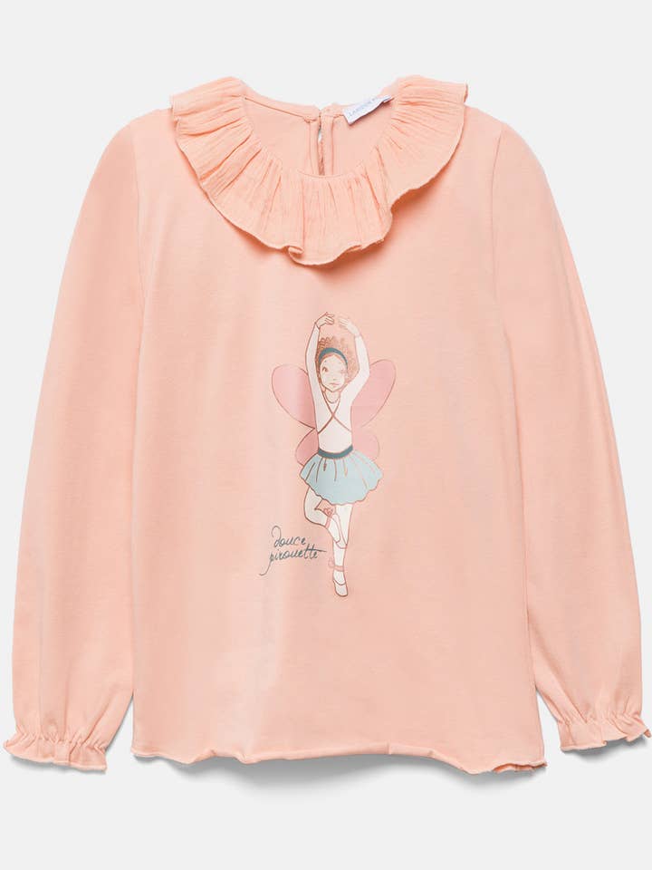 T-shirt stampata con volant (559176-55) per la vendita all'ingrosso da parte di Lanidor Kids