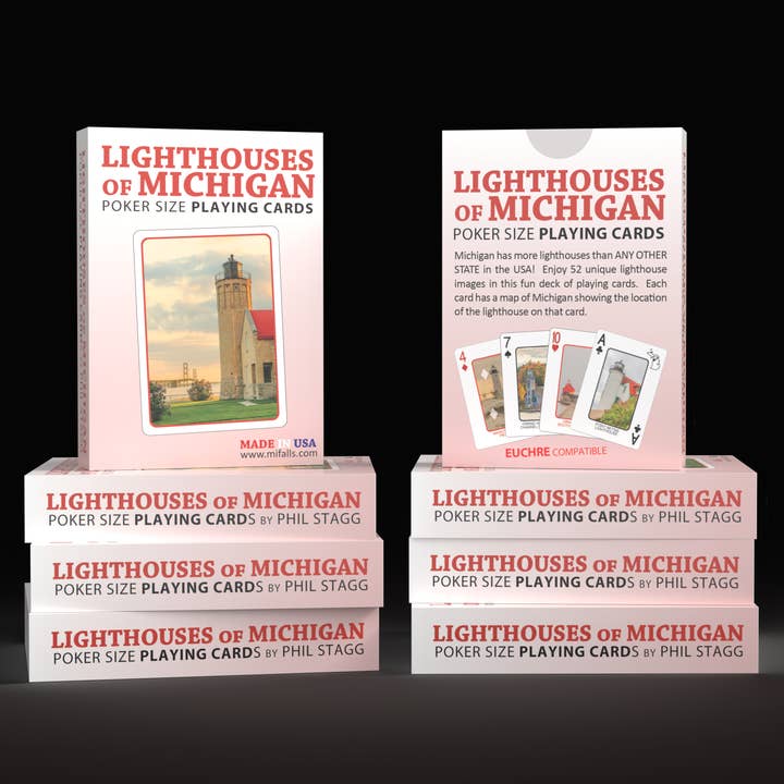 LIGHTHOUSES OF MICHIGAN - Playing Cards - Euchre Friendly for wholesale by Phil Stagg Photography