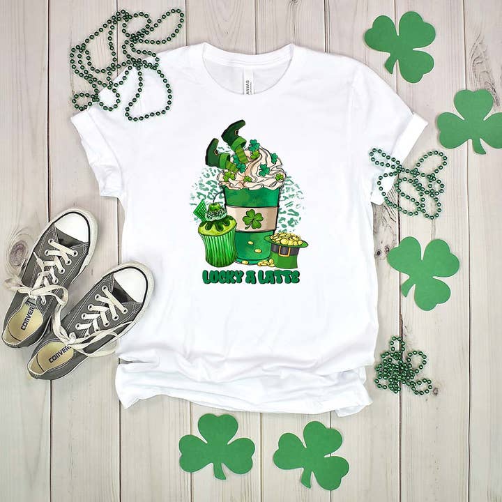Fancy Lucky A Latte St. Patricks Day Tshirt for wholesale by Sights Ink