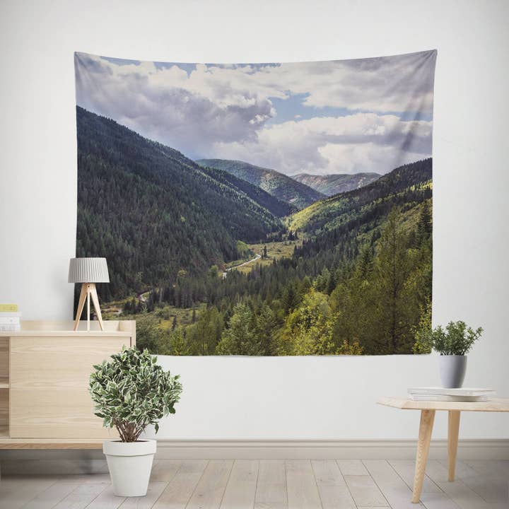 Frodiga Mountain Valley Wall Tapestry, Grön natur vägg, Idaho dekor för wholesale av lostkatphoto