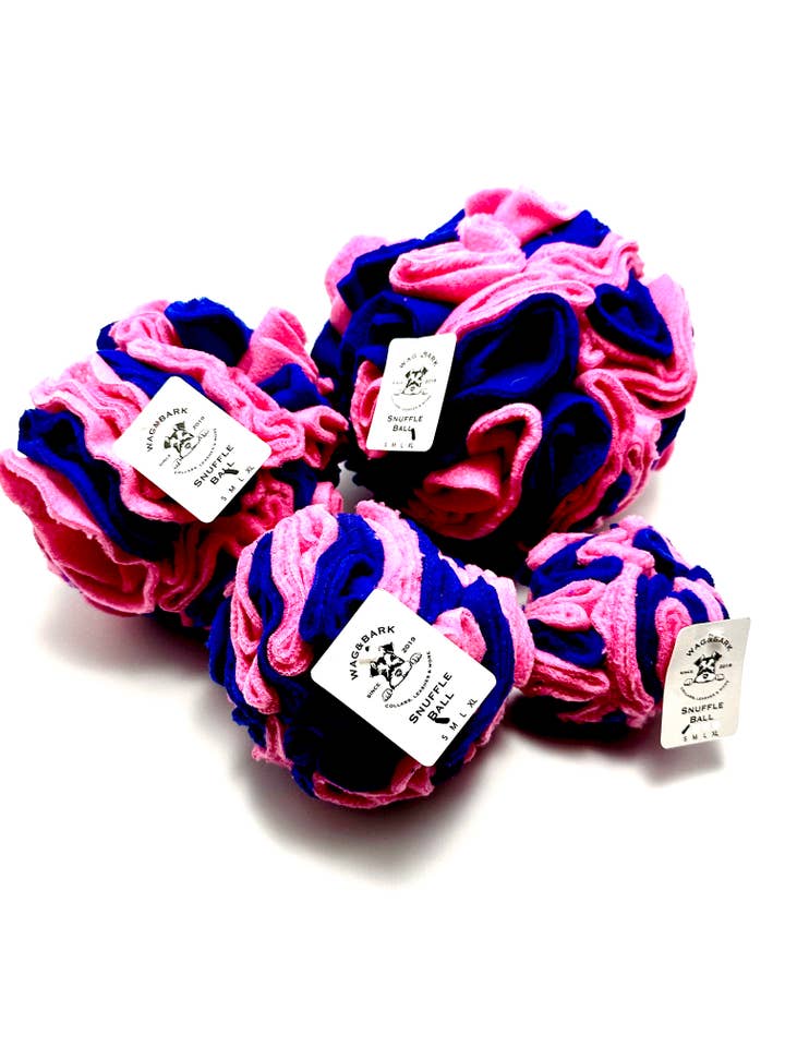 Snuffle Ball Brain Toy Royal Blue & Pink for wholesale by Wag and Bark
