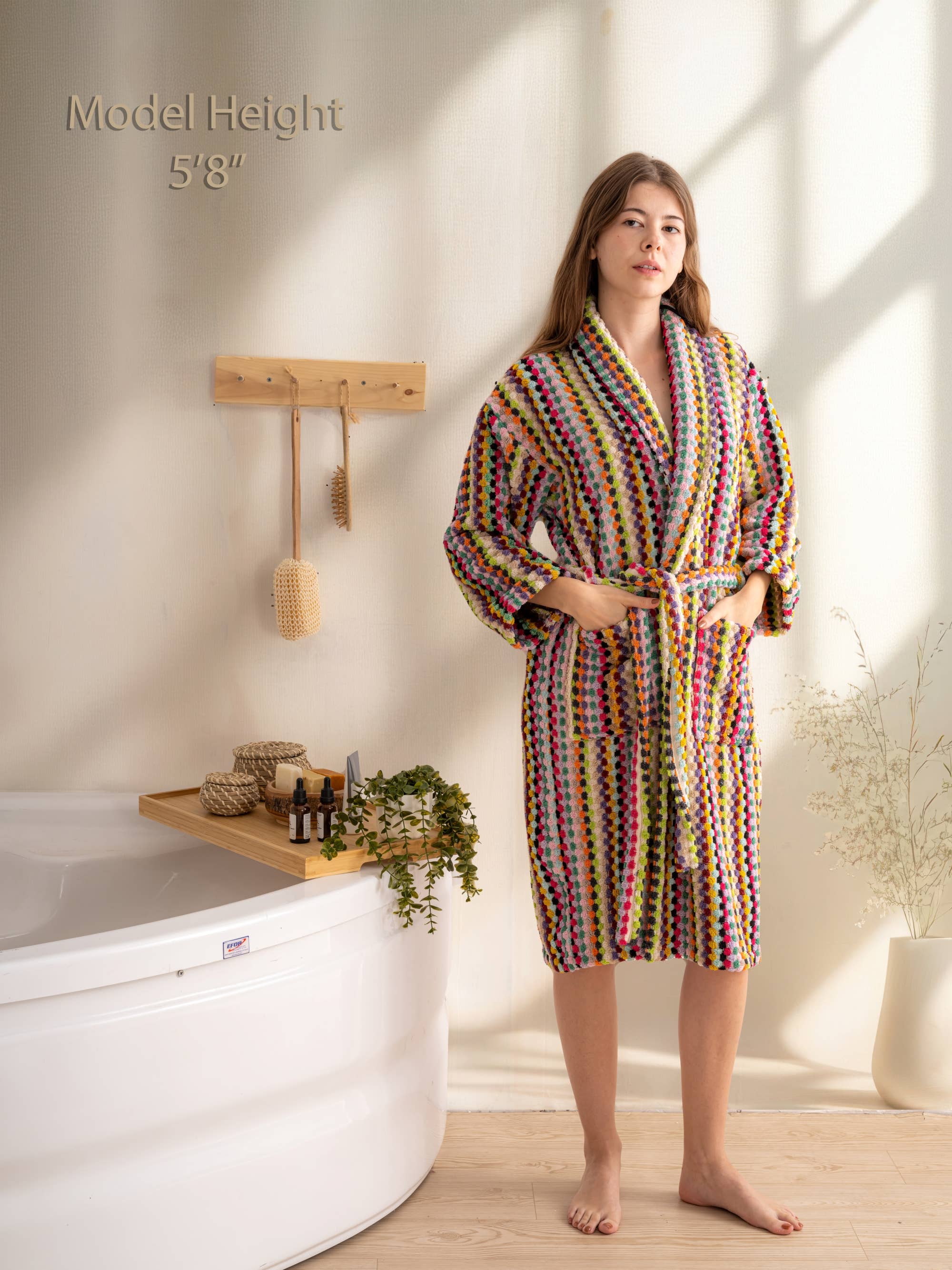 Kalkedon Towels – wholesale Robe – Women's – Pom Pom Bathrobe | Handwoven Robe | Thick and Plush Robe1