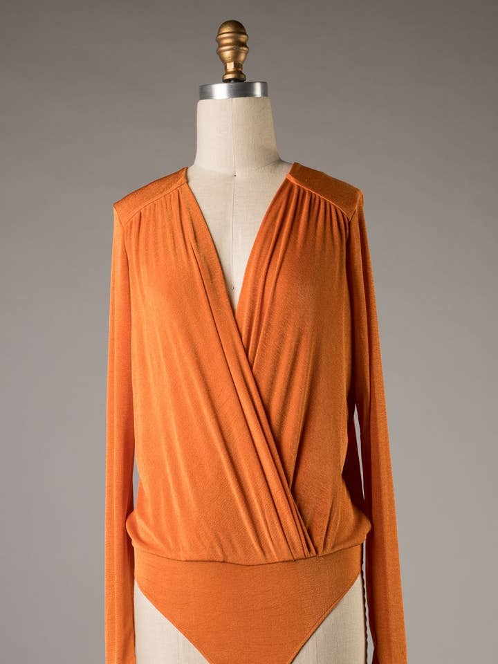 FST1167-STK Long sleeve v neck bodysuit 6PK for wholesale by Fascination by Intrend