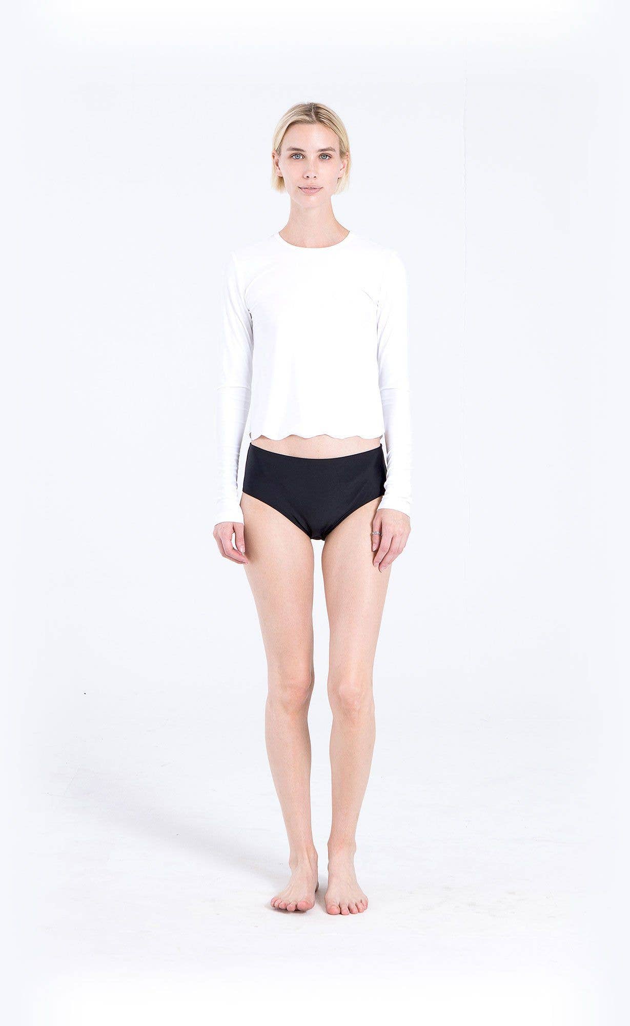 White Scallop Cut Swim T-Shirt for wholesale on Faire1