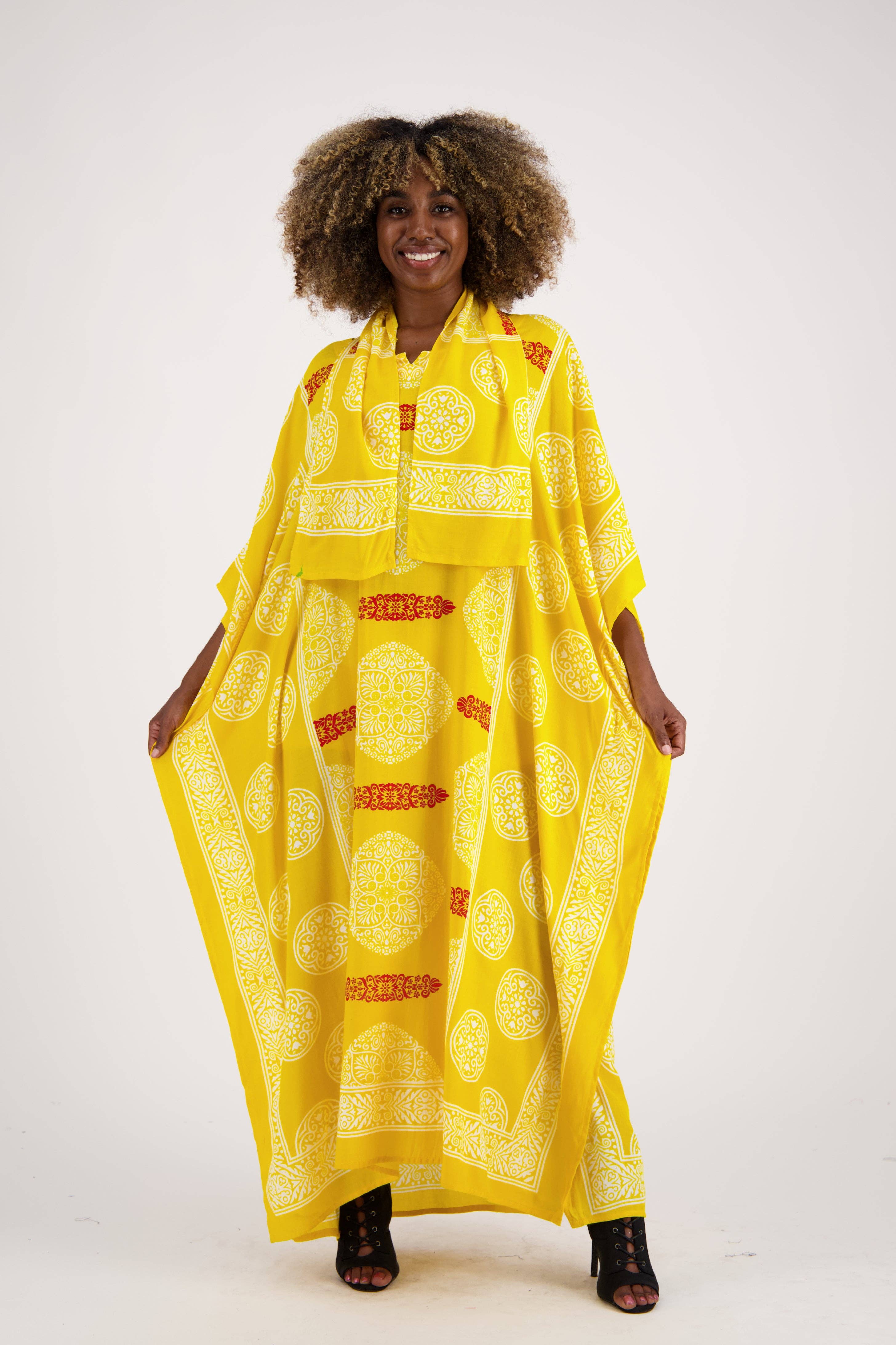 Assorted African Block Print Kaftan KAF-1046 for wholesale on Faire4