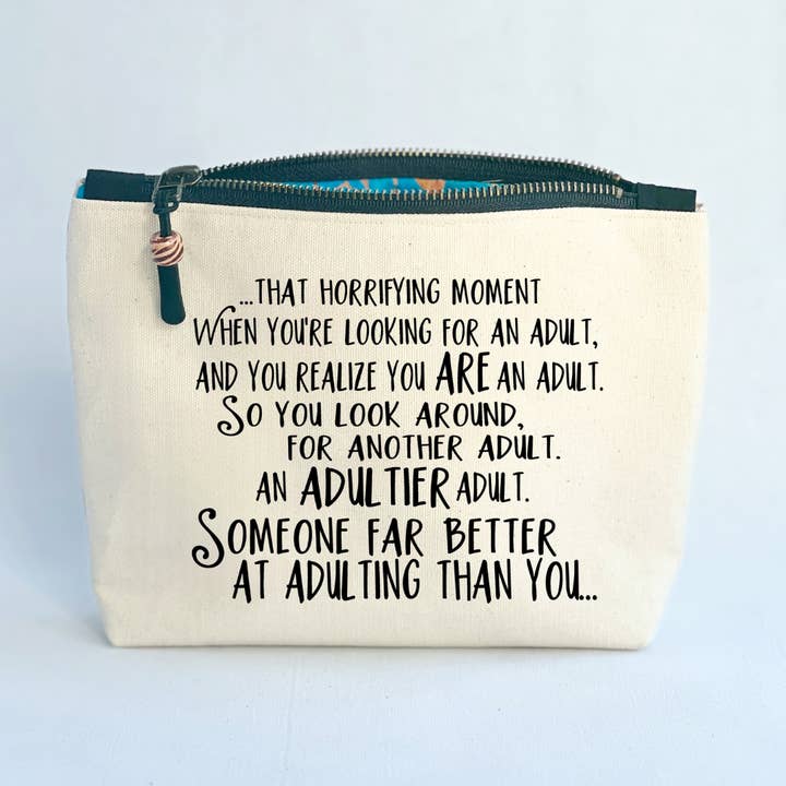 Pretty Clever Words - Wholesale Pouch - Women's - Canvas Pouch Lined Zip Bag - Adultier Adult0