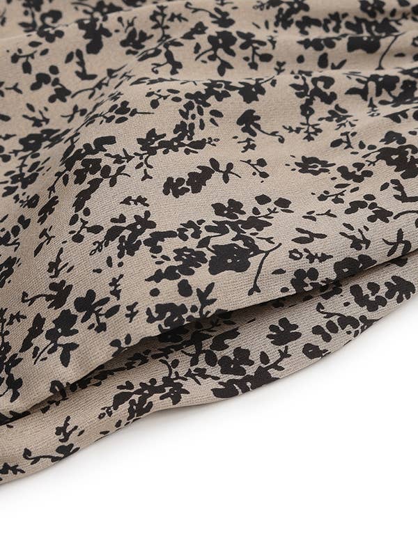 Black Square Neck Puff Sleeve Wide-Leg Printed Jumpsuit for wholesale on Faire8