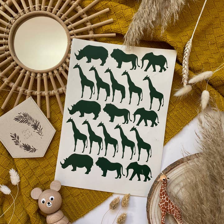 Safari dyr Vægoverføringsbilleder for engroshandel hos Bunny and Bear Studio