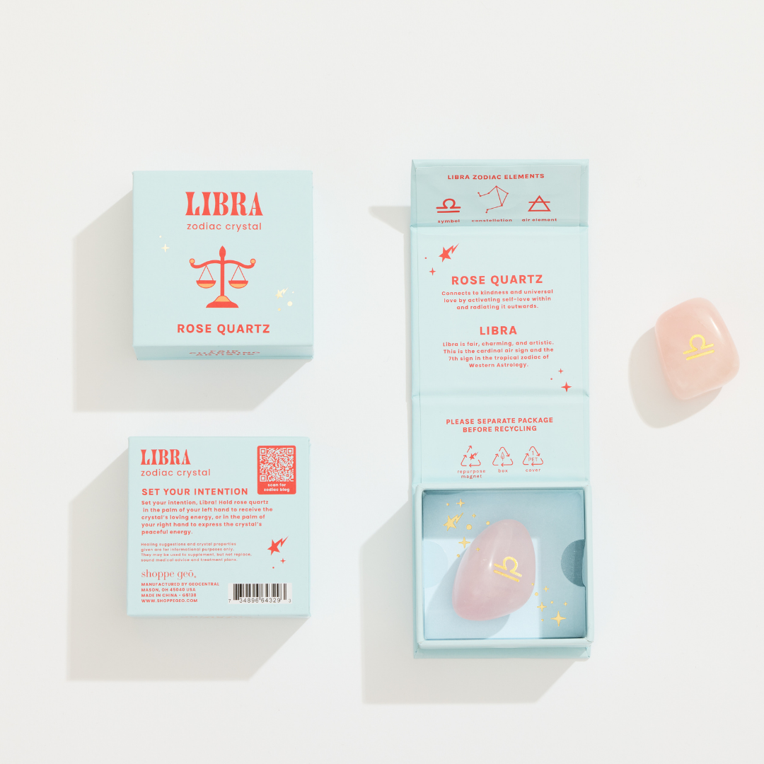 GeoCentral – wholesale Spiritual stone/crystal – Libra Boxed Zodiac Crystal – Rose Quartz4