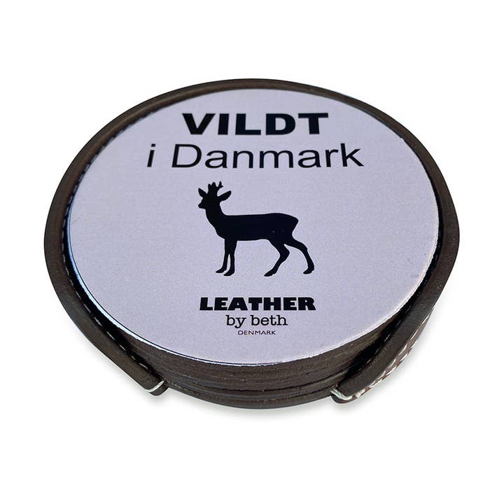 LEATHER by beth – Engroshandel Bordskånere – LEATHER by beth JAGT-coasters/ølbrikker-sæt i brun læder (ko
