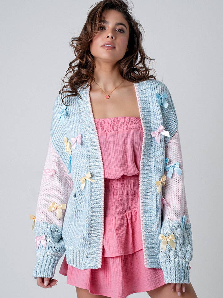 BLUE Cotton Candy Coquette Cardigan for wholesale on Faire