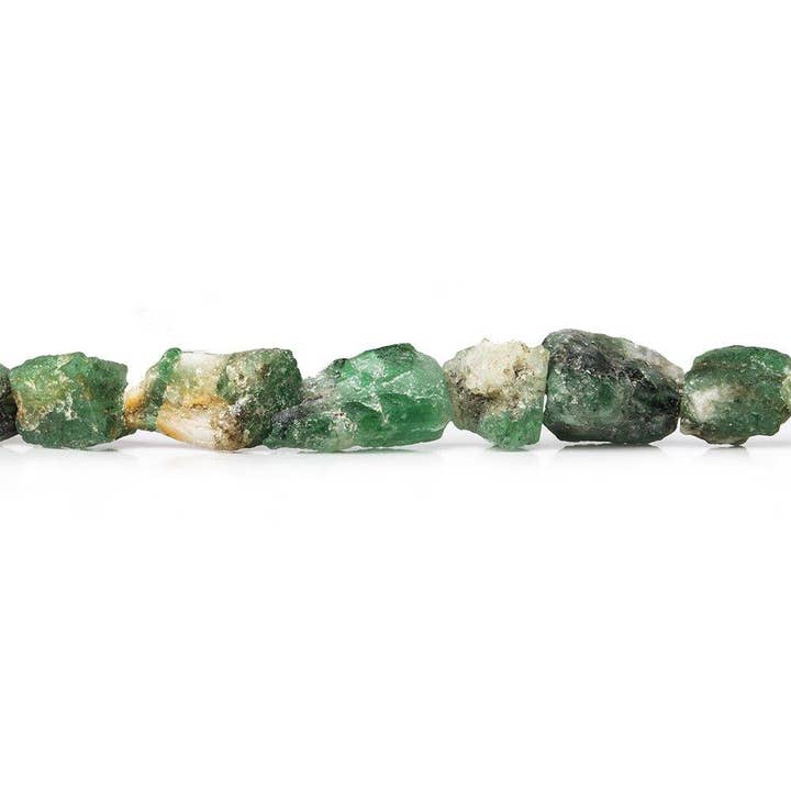 5x5-7x5mm Emerald chip faceted petite nuggets 7.5 inch 83 beads for wholesale by The Bead Traders