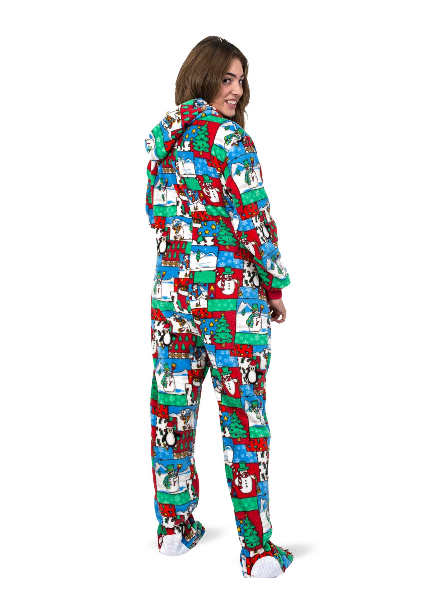 Big Feet Pajamas - Wholesale Onesie - Women's - Winter Fun Christmas Adult Footed Pajamas with Hood1